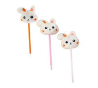 MOTHNUR 3pcs Cute Bunny Plush Ballpoint Pens Set Orange Pink White Barrel Cartoon Writing Pens for Office School Stationery Novelty Creative for Adults