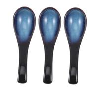 MOTHNUR 3pcs Japanese Ceramic Spoon Japanese Style Spoon Ceramic Soup Asian Porcelain Serving Cooking Utensils Asian Soup Blue