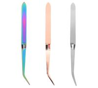 MOTHNUR 3pcs Nail Tweezers Set Stainless Steel Nail Shaping Clips with Silver Rose Gold and Titanium for Manicure Art Rhinestone Picking Salon Tools