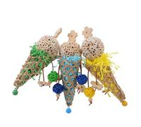 MOTHNUR 3Pcs Parrot Chewing Set Natural Rattan Shred Balls Hanging Foraging for Small Birds Cockatiels Budgies Cage Accessories