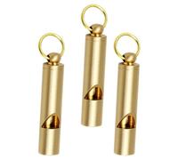 MOTHNUR 3Pcs Retro Copper Camp Whistles Keychain Set with Small Ring, Survival Emergency Whistles for and Outdoor Hiking Training