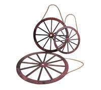 MOTHNUR 3pcs Rustic Wooden Wagon Wheel Wall Decor Vintage Home Ornament for Living Garden Balcony Natural Wood Material Lightweight Hanging Wall Art with Retro Style for Aesthetic Interior