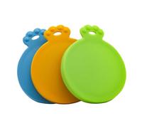 MOTHNUR 3pcs Silicone Pet Can Covers for Cat and Dog Food Flexible Airtight Sealing Lids Easy to Use Food Storage Caps in Orange Blue and Green