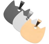MOTHNUR 3Pcs Stainless Steel Pet Id Tags with Engraved Dog Paw Design Lightweight Cat-Shaped Puppy Id Tag in Gold Silver Black for Anti-Lost Pets