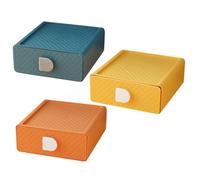MOTHNUR 3pcs Storage Boxes for Desktop Organiser with Easy Open Design Compact Stationery and Cosmetic Storage Containers in Sunset Orange Mango Yellow and Tranquil Blue for Home and