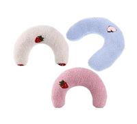 MOTHNUR 3pcs U Shape Cat Pillows for Indoor Cats Ergonomic Neck Support Calming Pet Washable Pillows in White Pink Blue Rest and Sleep