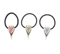 MOTHNUR 3pcs Viking Skull Hair Ties Set Elastic Ponytail Holders Gothic Hair Accessories for Men and Women Halloween Bands for Thick