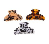 MOTHNUR 3pcs Vintage Tortoise Leopard Print French Claw Clips for Women Strong Hold Acetate Hair Clips for Stylish Updos Head Styling Salon-quality Hair Accessories for Parties