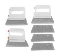 MOTHNUR 3pcs Window Groove Cleaning Brush Set with Replaceable Pads - Sliding Door Track Cleaner Tools for Window Rails, Shower Door Grooves, and Corner Sills, Blue Grey Orange