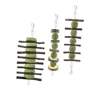 MOTHNUR 3Pcs Wooden Chewing Playthings for Pets Natural Apple Branch Teething for Hamsters Rabbits Guinea Pigs Cage-friendly Biting to Prevent Nest Damage and Provide Fun Companionship