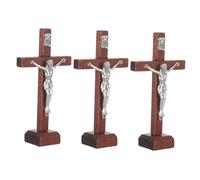 MOTHNUR 3pcs Wooden Standing Cross with Tabletop Display Small Jesus Crucifix for Christian Church Prayer Baptism Decor Versatile Religious Ornament for Home Altar Shelf Decoration