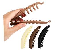 MOTHNUR 4 Pcs Banana Hair Clips for Thick Curly and Fine Hair Lightweight Comfortable Styling Clips in Milk White Coffee and Brown