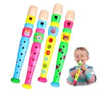 MOTHNUR 4 Pcs Colorful Plastic Flute with Animal Prints for Early Music Education Developing Motor Skills and Hand-eye Coordination Suitable for School and Parties Random Color