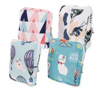 MOTHNUR 4 Pcs Portable Sanitary Pad Storage Bags Set Waterproof Cotton Menstrual Pad Pouches with Assorted Green Balloon Pink Green Cat Leaf Patterns Travel Organizer