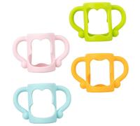 MOTHNUR 4 pcs Silicone Feeding Bottle Handles Grip for Bottles Easy Install Remove Comfortable Non-Slip Protective Sleeve in Pink Blue