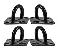 MOTHNUR 4 Pcs Stainless Steel Pad Eye Hooks Heavy Duty U-Shaped Wall and Ceiling Mount Hooks Black M6 for Hanging Sandbags and Ropes in Home Storage