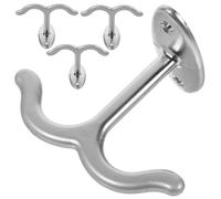 MOTHNUR 4 Pcs Zinc Alloy Double Prong Ceiling Hooks Multi Functional Vintage Wardrobe Hangers for Hats Coats Towels in Bathroom Kitchen Entrance Matte White Finish Easy Installation