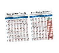 MOTHNUR 4 String Electric Bass Guitar String Chord Chart Small with Chords Major Minor Seventh Exercise Diagram for Beginner Bassists Eadg Tuning Reference