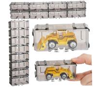 MOTHNUR 40 Pcs Scale Mini Car Collector Box Clear Plastic Display Case Organizer for Model Cars Portable Dustproof Showcase Designed to Protect and Exhibit Miniature Vehicle Collections