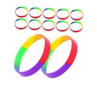 MOTHNUR 42pcs Silicone Rainbow Wristbands for Pride Month Stretchable Lesbian Wrist Bands Soft Comfortable Elastic Bracelets for Lgbt Festivals and Party Decorations