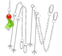 MOTHNUR 4Pcs Adjustable Stainless Steel Hanging Feeder Chains for Chickens and Hens Vegetable Fruit Skewer Holders with Hook Buckle Strong Load Capacity for Medium to Large Poultry