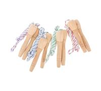 MOTHNUR 4pcs Adjustable Wooden Handle Jump Rope with Cotton Rope for Fitness Workout Outdoor Fun Activity Growth and Vitality Random Color