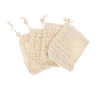 MOTHNUR 4Pcs Cotton Linen Mesh Soap Saver Pouch with Drawstring for Shower Bathing Exfoliating Soap Bag Suitable for All Ages Portable Lightweight Toiletry Bag for Skin Health