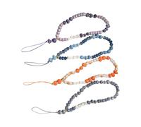 MOTHNUR 4pcs Crystal Beaded Phone Lanyards Wrist Strap Anti-lost Mobile Phone Chains with Chic Faceted Irregular Lightweight and Easy to Install for Smartphones Cameras Keys and More