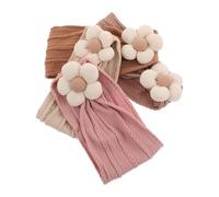 MOTHNUR 4pcs Girl Flower Headbands Soft Wide Turban Hairbands with Handmade Petal Detail for Newborn Nonfading Pastel Colors Versatile Floral Hair Accessories for Party and Everyday Wear