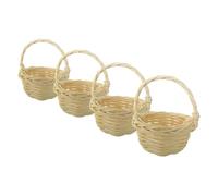 MOTHNUR 4pcs Handmade Mini Rattan Baskets Lightweight Storage Bins with Handle for Home Decor Flower Display Photography Props and Organization