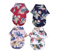 MOTHNUR 4pcs Hawaiian Dog Shirt Summer Blouse Lightweight Breathable Pet Clothes for Beach Travel Vacation Party Polyester Puppy Shirt with Cool Floral Print in Pink Wine Xl