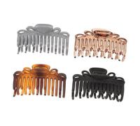 MOTHNUR 4pcs Leopard Print Plastic Hair Claws Large Anti-slip Hair Clips for Women Mixed Colors Blue Grey Amber and Matte Black for Daily Use