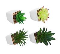 MOTHNUR 4pcs Lifelike Mini Succulent Plants in Ceramic Pots Green Artificial Succulents for Home Office Decoration Low Maintenance Cute Faux Bonsai for Small Spaces and Desk Display