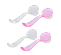 MOTHNUR 4pcs Long Handle Nail Cleaning Brushes with Ergonomic Grip for Fingernail and Hand Scrubbing Design Pink and Transparent Colors for Manicure and Foot Care