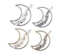MOTHNUR 4pcs Moon Hair Barrettes with Hollow Pearl and Rhinestone Accents Elegant Women Hairpins Headdress for Wedding Party and Daily Wear Design for Thick and Hair