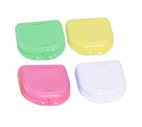 MOTHNUR 4Pcs Portable Retainer Boxes with Lightweight Plastic Orthodontic Oral Care Storage Cases Random Colors for Travel and Daily Use Random Color