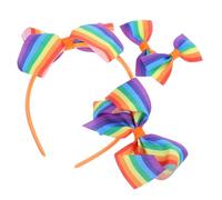 MOTHNUR 4PCS Rainbow Bowknot Headbands for Women Pride Day Striped Design Comfortable Hair Bands for Parades Parties Weddings Stylish Pride Hair Accessories