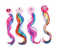 MOTHNUR 4pcs Rainbow Wigs Hair Clips Boys and Girls Colorful Alligator Hair Accessories for Party Cosplay Costume Mermaid and Unicorn Designs Random Style