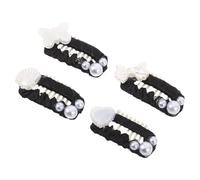MOTHNUR 4Pcs Small Pet Hair Claw Clips with Pearl Beads - 2.8Cm Decorative Bow Heart Butterfly Shell Designs - Cute Hair Pins for Cats and Dogs for Fine Fur