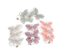 MOTHNUR 4pcs Spiral Elastic Hair Ties Coil with Butterfly Pearl Braided Telephone Wire Bands for Women Multi-color Stretchy Ponytail Holders Daily Hair Accessories