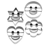 MOTHNUR 4pcs Stainless Steel Cookie Cutter Set DIY Baking Mold for Cookies Chocolates Cakes Easy Clean Creative Smile Face Shapes for Home and Professional Use