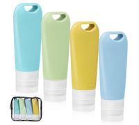 MOTHNUR 4pcs Travel Bottles Multipurpose Refillable Toiletry Containers for Cosmetics Shampoo Shower Gel Lightweight Portable in Blue Green