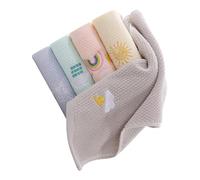 MOTHNUR 5 pcs Absorbent Cotton Hand Towels for Soft Face Washing Cloths Reusable Multi-use Towels in Yellow Pink Green Blue Gray Skin-friendly Embroidered Design