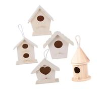 MOTHNUR 5 Pcs DIY Wooden Bird Nest Unfinished Pendant for Garden Decoration Entrance Design Natural Wood Material Suitable for Small Birds Like Canary and Parrot Outdoor Nesting Box Craft
