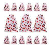 MOTHNUR 50Pcs Large Drawstring Linen Cotton Bags 13X18Cm with Gold Heart Print for Wedding Candy Favors, Jewelry Storage Pouches, Party Bags for Valentine’S Day