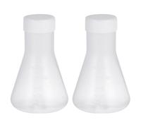 MOTHNUR 5pcs 50ml Plastic Erlenmeyer Conical Flask with Lid, Pp Laboratory Flask for Chemistry Experiments, Sturdy Plastic Lab Equipment Set for Scientific Use Random Style