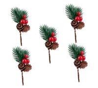MOTHNUR 5pcs Christmas Decoration Artificial Berry Pinecone Pine Cone Pines DIY Picks Xmas Christmas Pick Red Berries Large Faux Decorative Mini Tree Decoration