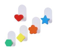 MOTHNUR 5pcs Colorful Solid Wood and Metal Self-Adhesive Clothes Hangers Wall Hooks for Home Bathroom Coat Rack Convenient Storage