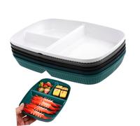 MOTHNUR 5pcs Divided Dinner Plates for Adults Reusable Portion Control Compartment Trays in Black White Gray Green Stackable PP Serving Platters for Diet Snacks Meal Planning