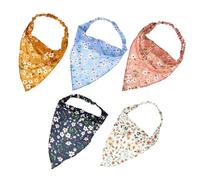 MOTHNUR 5Pcs Elastic Triangle Head Scarf for Women and Breathable Soft Fabric Hair Kerchiefs with Non-slip Band Comfortable Floral Print Headbands for Daily Wear